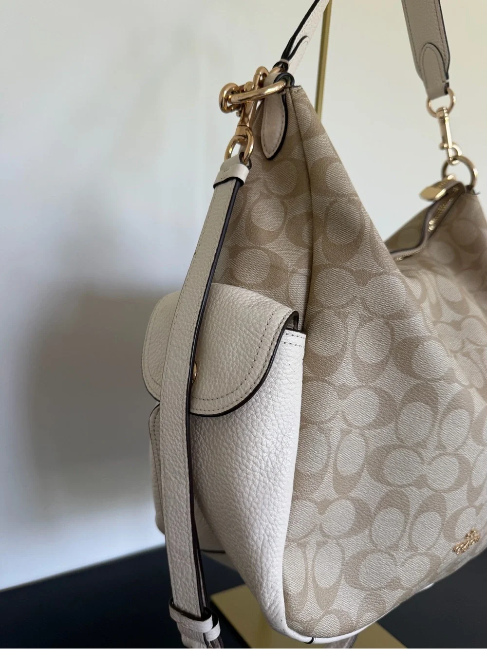 Coach C1523 Signature Jacquard Convertible Hobo Shoulder Crossbody Bag